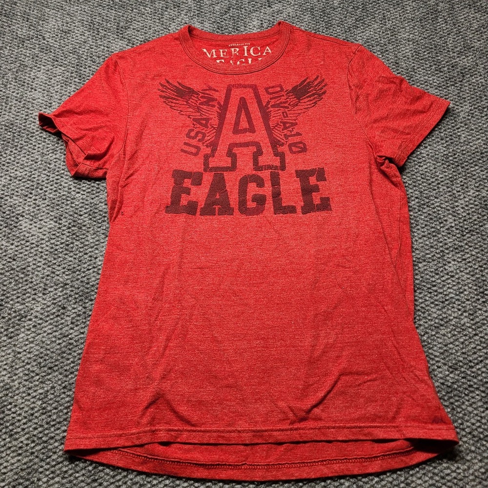 VTG Y2k American Eagle Outfitters T-Shirt Men’s Prep M Red Graphic Athletic Fit